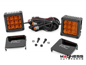 4 Inch LED Pod Lights - Chrome Series - Rough Country - Amber